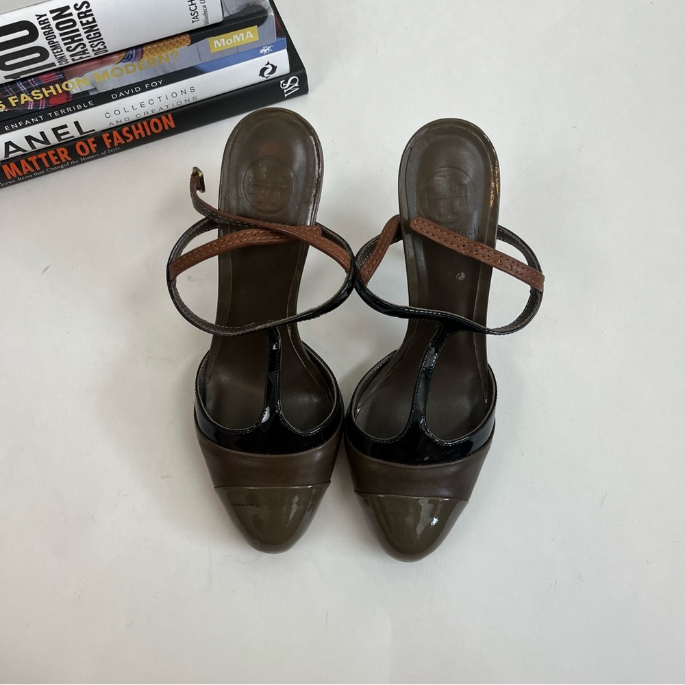 Tory Burch Lexa T Strap Slingback Heels 8.5 Two Tone Pumps - Picture 5 of 16
